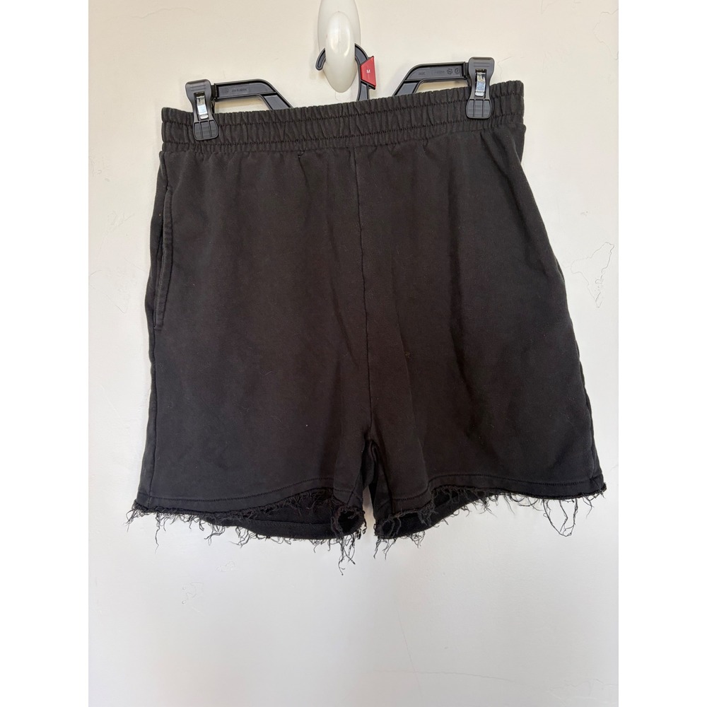 Kimberly C Womens Black French Terry Raw Hem Sweat Shorts Size Large Lounge Gym